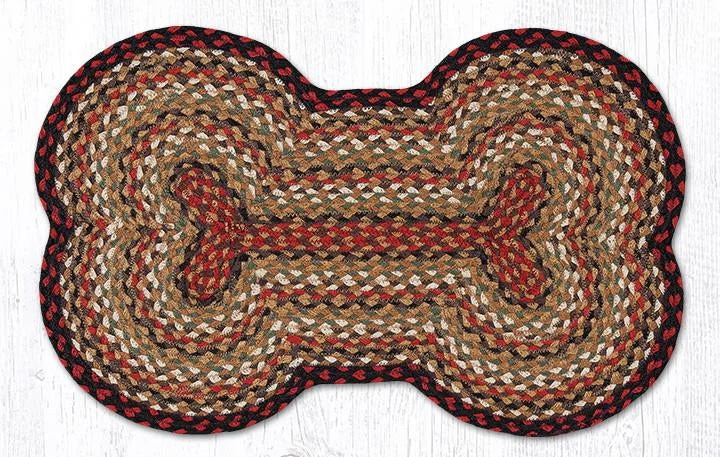 Earth Rugs DB-319 Burgundy/Mustard/Ivory Large Dog Bone Braided Rug 18``x28``