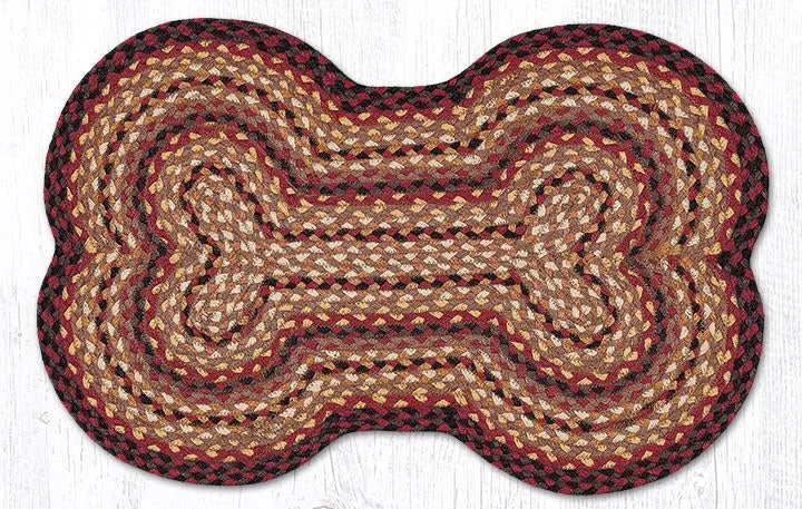Earth Rugs DB-371 Black Cherry/Chocolate/Cream Large Dog Bone Braided Rug 18``x28``