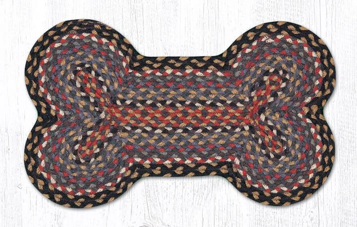 Earth Rugs DB-43 Burgundy/Blue/Gray Medium Dog Bone Braided Rug 13``x22``