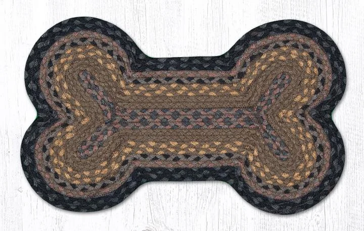 Earth Rugs DB-99 Brown/Black/Charcoal Medium Dog Bone Braided Rug 13``x22``