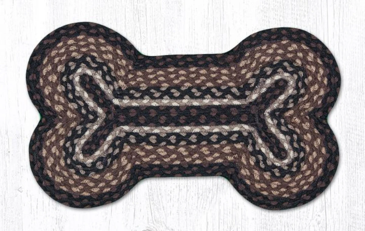 Earth Rugs Braided Cotton Dog Bone Tread – Rustic Pet Mat 13"x22" Mocha/Frappuccino
