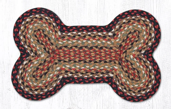 Earth Rugs DB-319 Burgundy/Mustard/Ivory Medium Dog Bone Braided Rug 13``x22``