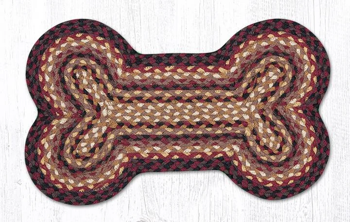 Earth Rugs DB-371 Black Cherry/Chocolate/Cream Medium Dog Bone Braided Rug 13``x22``