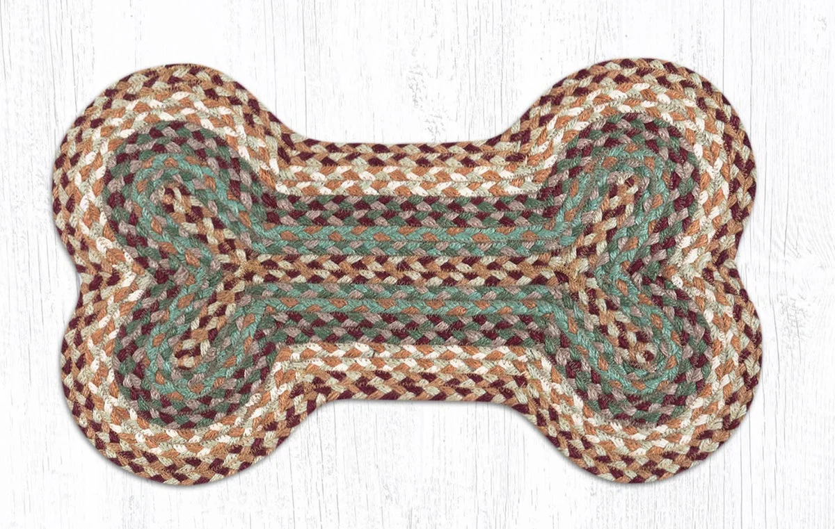 Earth Rugs Braided Cotton Dog Bone Tread – Rustic Pet Mat 13"x22" Buttermilk/Cranberry