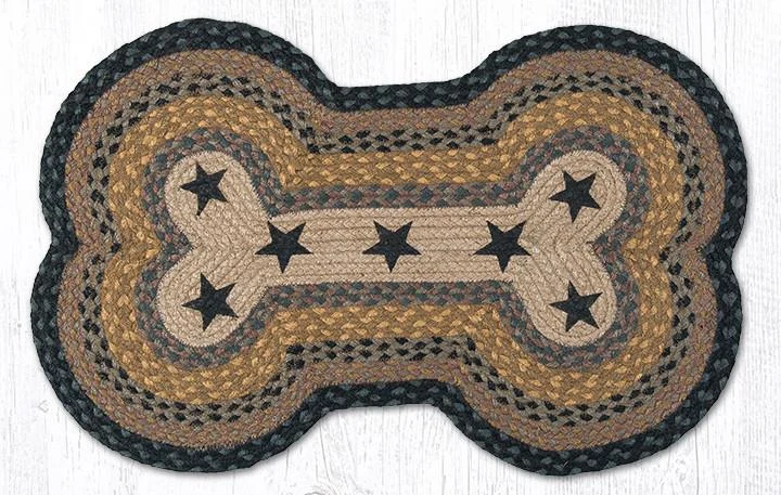 Earth Rugs DBP-99 Black Stars Dog Bone Braided Rug 18``x28``