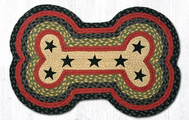 Earth Rugs DBP-238 Black Stars Dog Bone Braided Rug 18``x28``