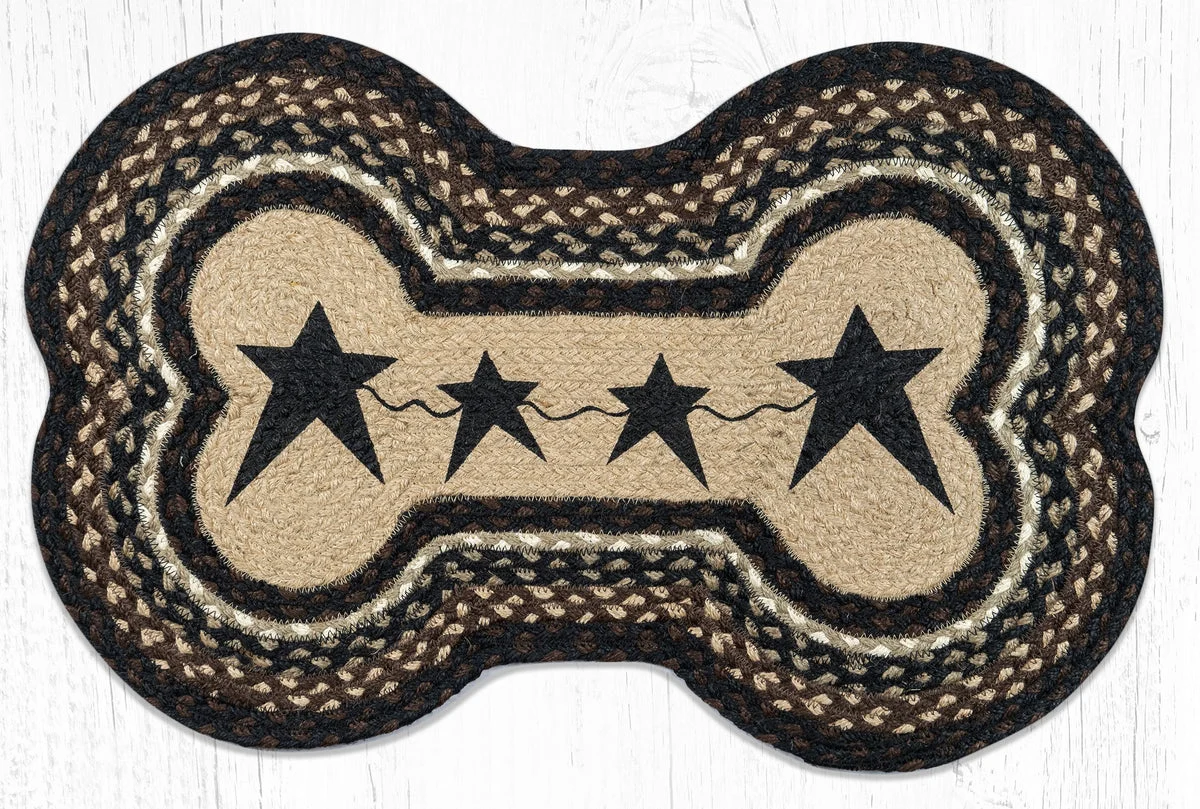 Earth Rugs DBP-313 Primitive Stars Black Dog Bone Braided Rug 18``x28``
