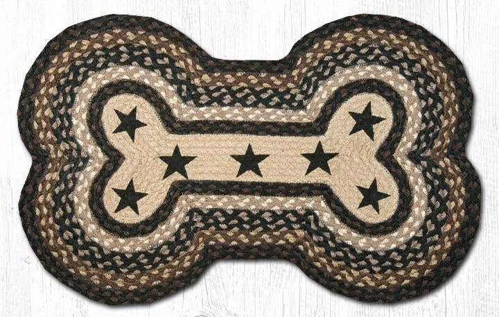 Earth Rugs DBP-313 Black Stars Dog Bone Braided Rug 18``x28``