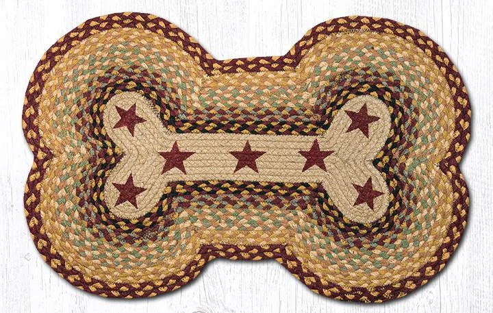 Earth Rugs DBP-357 Burgundy Stars Dog Bone Braided Rug 18``x28``