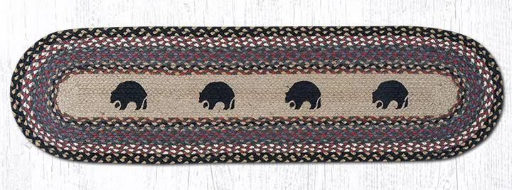 Earth Rugs OP-43 Black Bears Oval Patch Runner 13``x48``