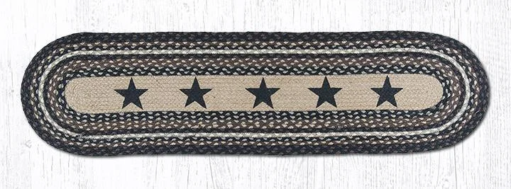 Earth Rugs OP-313 Black Stars Oval Patch Runner 13``x48``