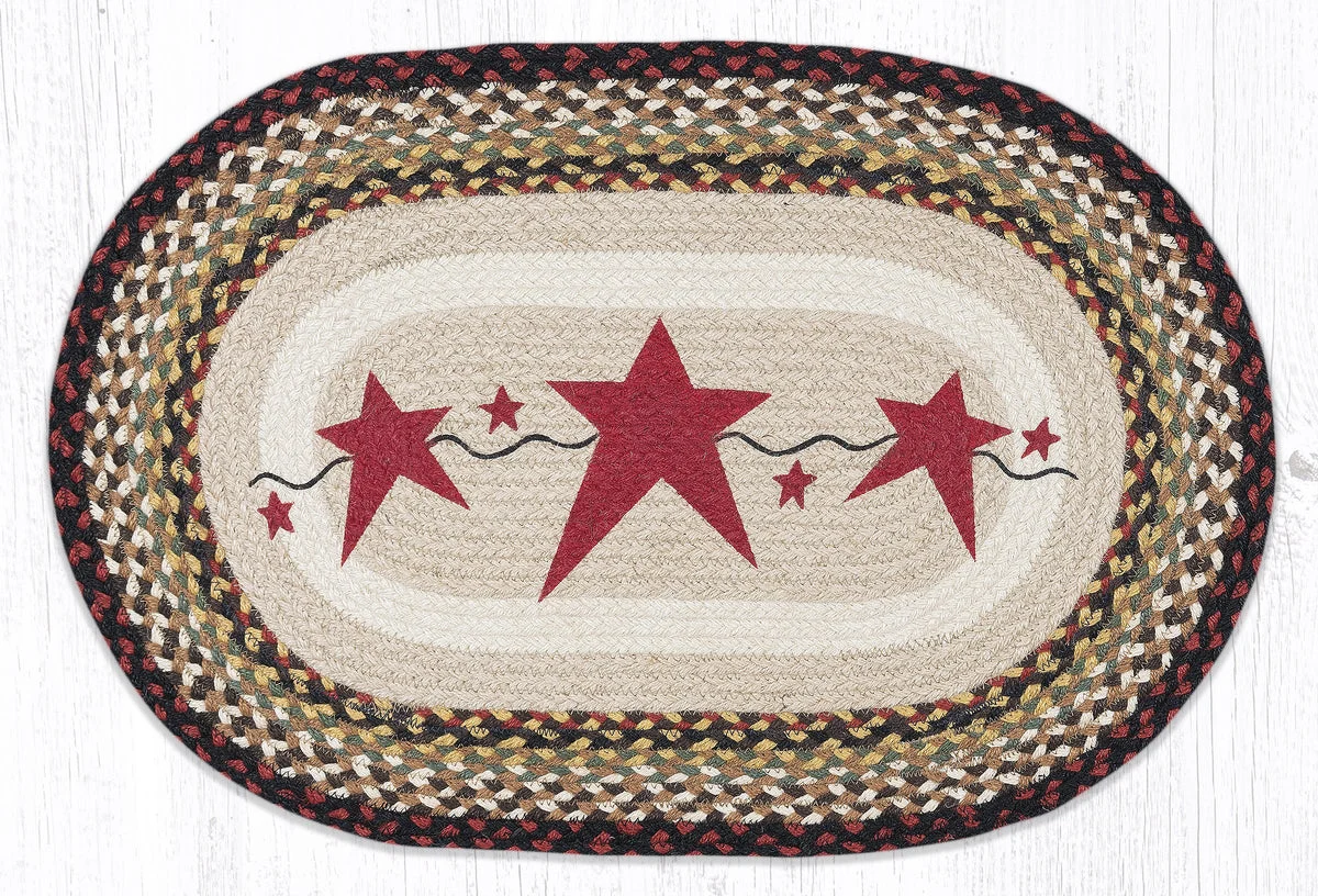 Earth Rugs OP-19 Primitive Stars Burgundy Oval Patch 20``x30``