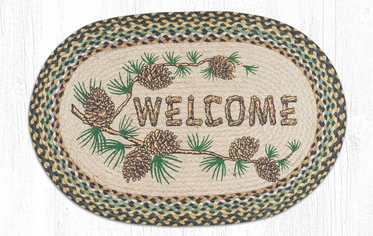 Earth Rugs Oval Welcome Patch Tread Rug – 20"x30" Decorative Rustic Textile for DIY