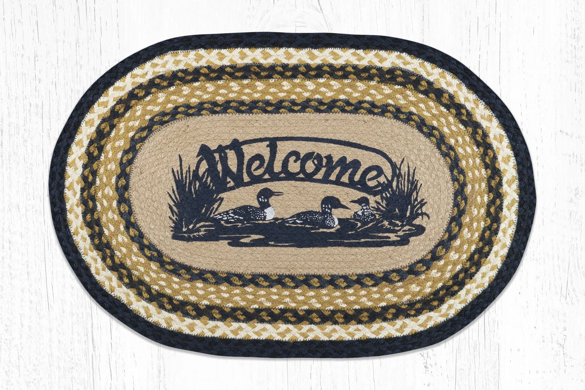 Earth Rugs Decorative Oval Patch 20"x30" – Welcome Loons Rustic Cabin Fabric