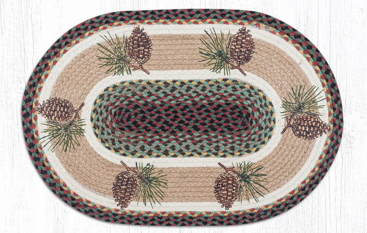 Earth Rugs Pinecone Decorative Oval Patch Tread – 20"x30" Nature-Inspired Design
