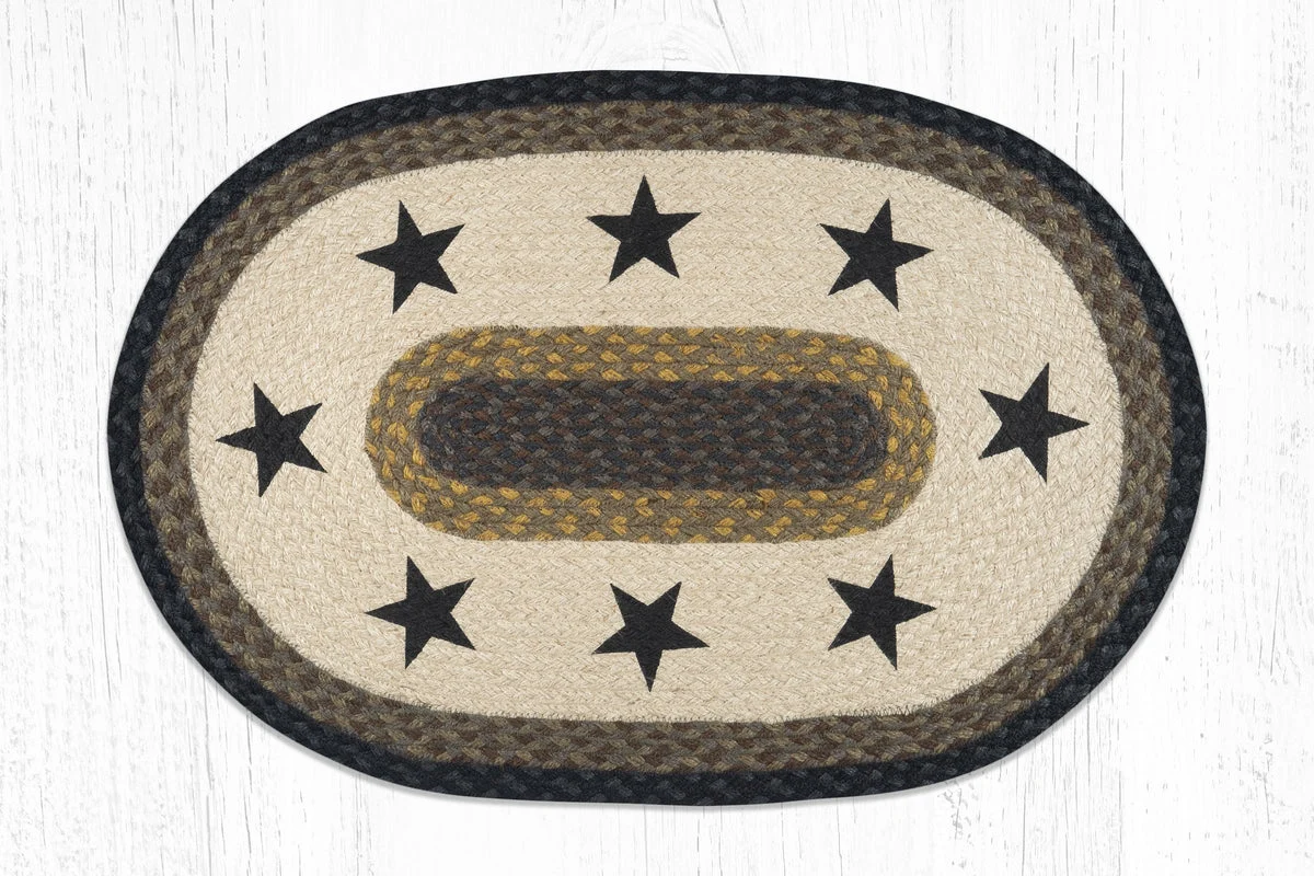 Earth Rugs OP-99 Black Stars Oval Patch 20``x30``