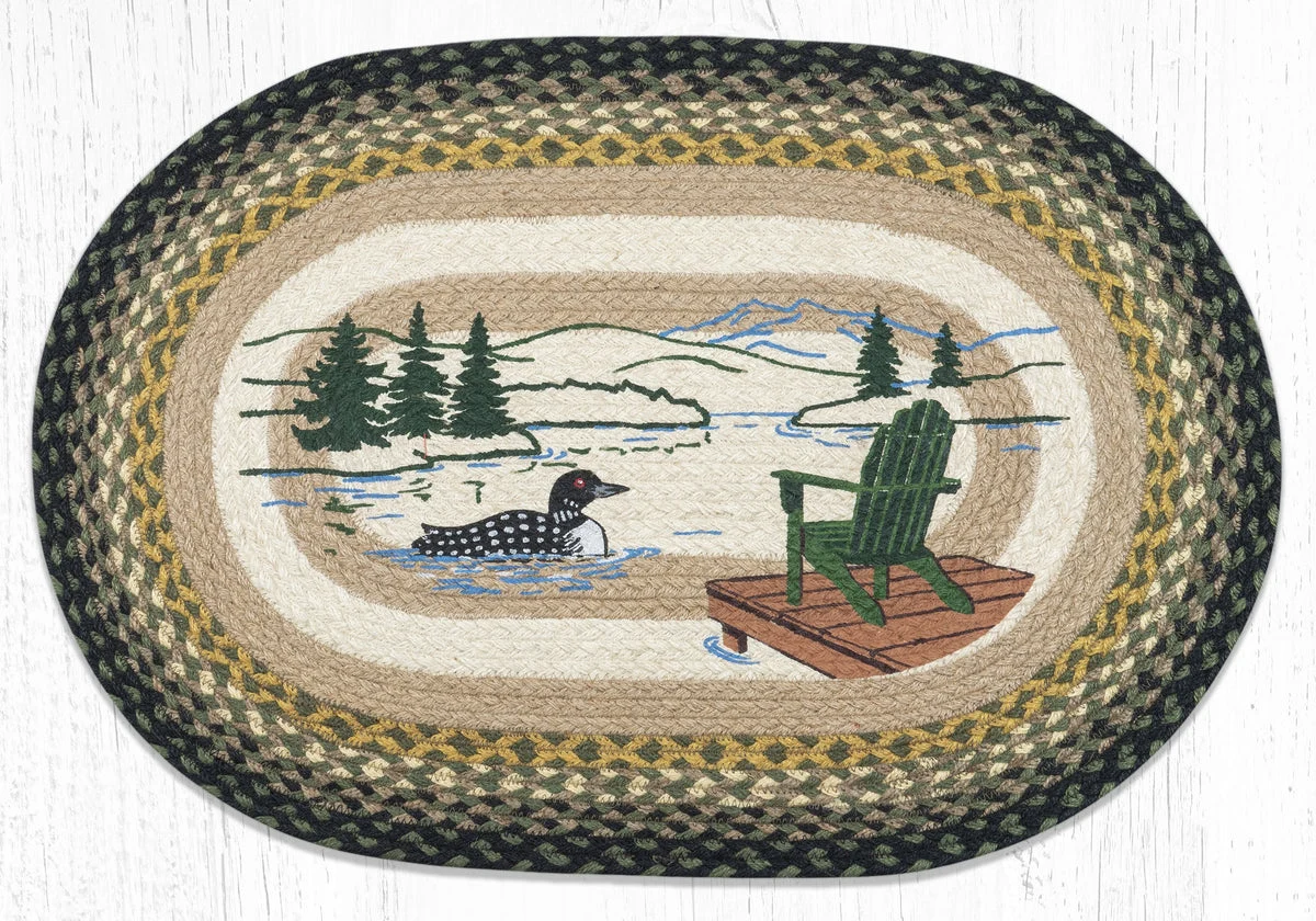 Earth Rugs Adirondack Loon Oval Patch Tread – 20"x30" Rustic Nature-Inspired Rug