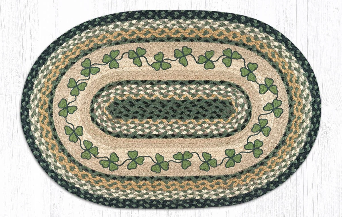 Earth Rugs Cozy Irish Shamrock Oval Patch Tread 20"x30" Nature-Inspired Rug