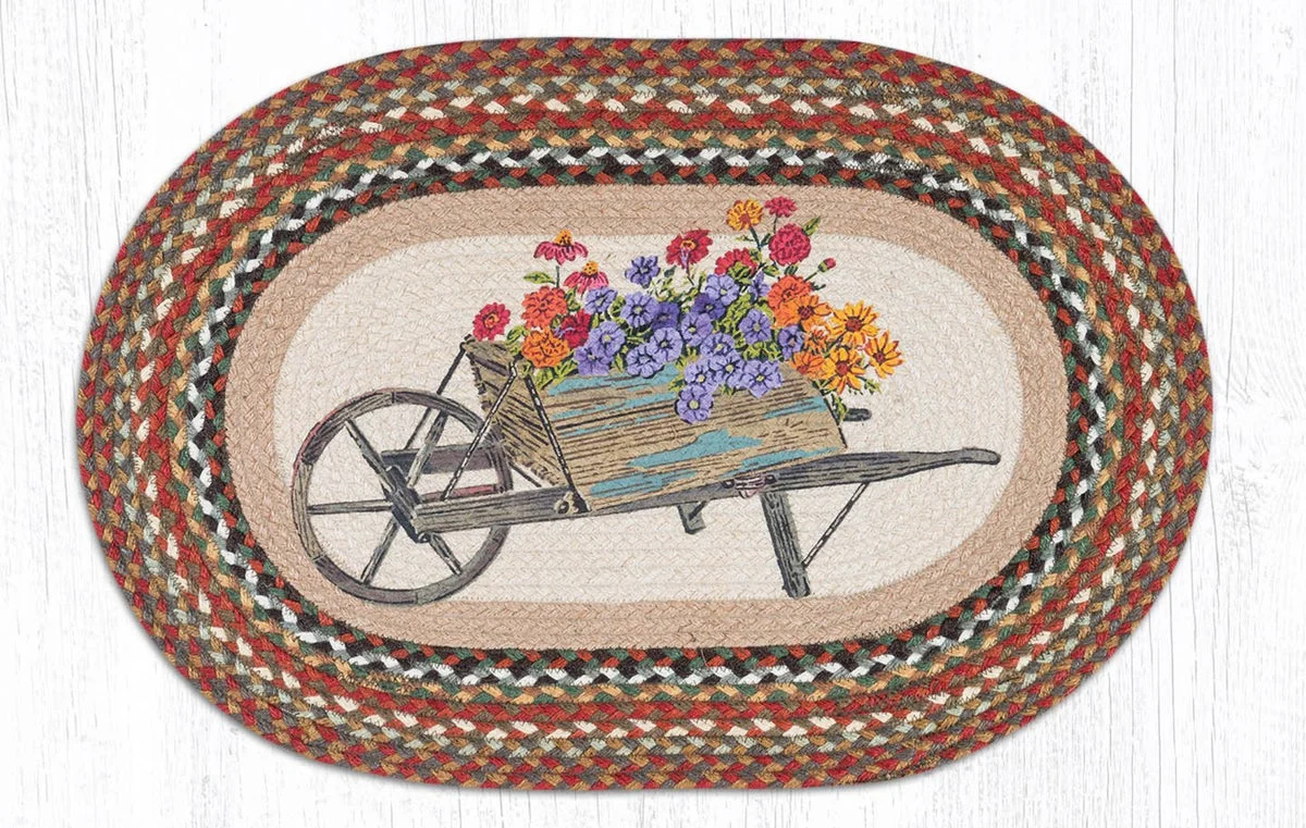 Earth Rugs Wheelbarrow Oval Braided Tread 20"x30" Eco-Friendly Home Decor