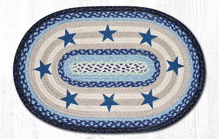 Earth Rugs OP-312 Blue Stars Oval Patch 20``x30``