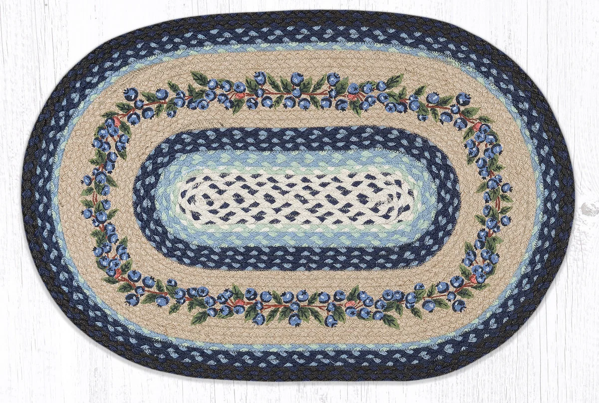 Earth Rugs Blueberry Vine Oval Patchwork Tread 20"x30" Farmhouse Hallway Runner