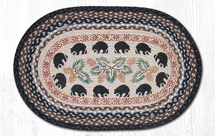 Earth Rugs OP-313 Black Bears Oval Patch 20``x30``