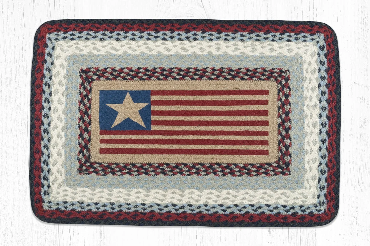 Earth Rugs Decorative Patriotic Oblong Tread Rug – Rustic Flag Patch 20"x30"