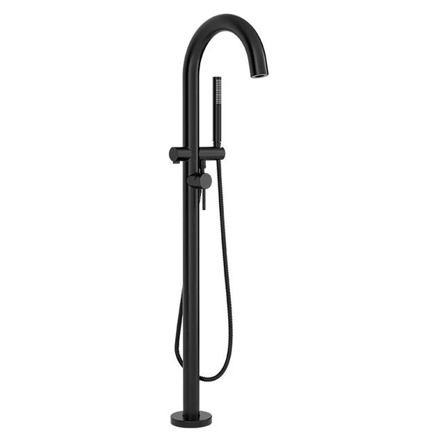 Contemporary Round Freestanding Bathtub Filler with Lever Handle for Flash Rough-In Valve