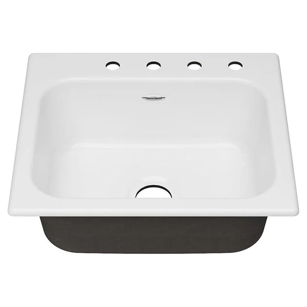 Quince 25" Single Bowl Cast Iron Drop-In Kitchen Sink with 4 Holes