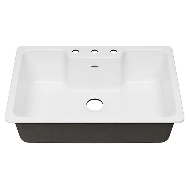 Quince 33" Single Bowl Cast Iron Drop-In Kitchen Sink with 3 Holes