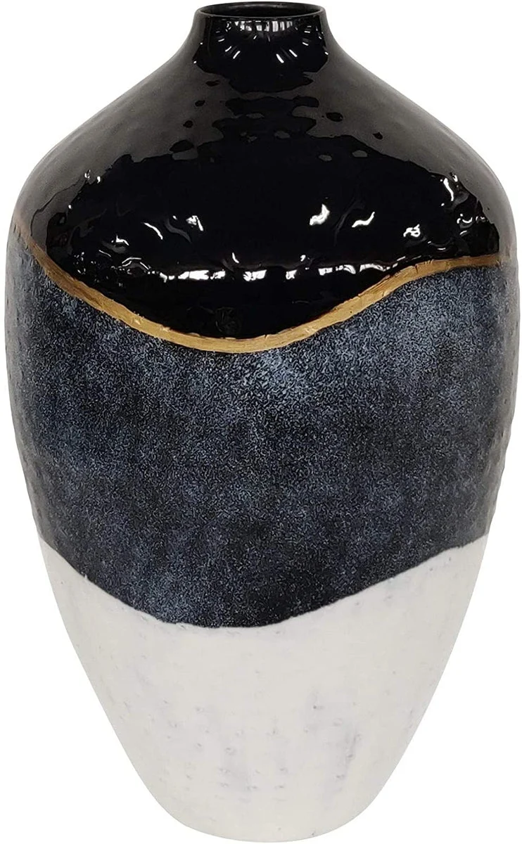 Benzara 17 Inches Metal Frame Vase with Elegant Embellishment, Black and Gray