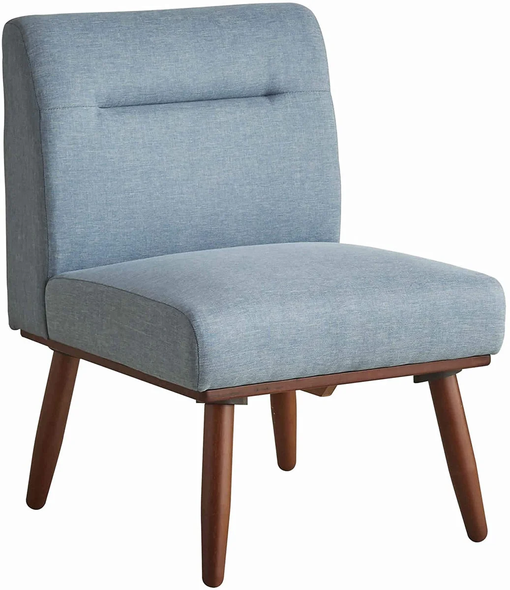 Benzara Fabric 1 Seater Sofa with Splayed Legs and Padded Seat,Blue and Dark Brown