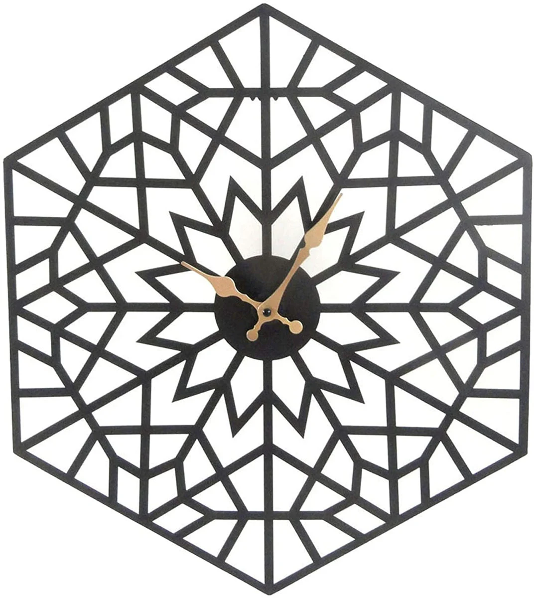 Sagebrook Home Black/Gold Metal Hexagon Wall Clock