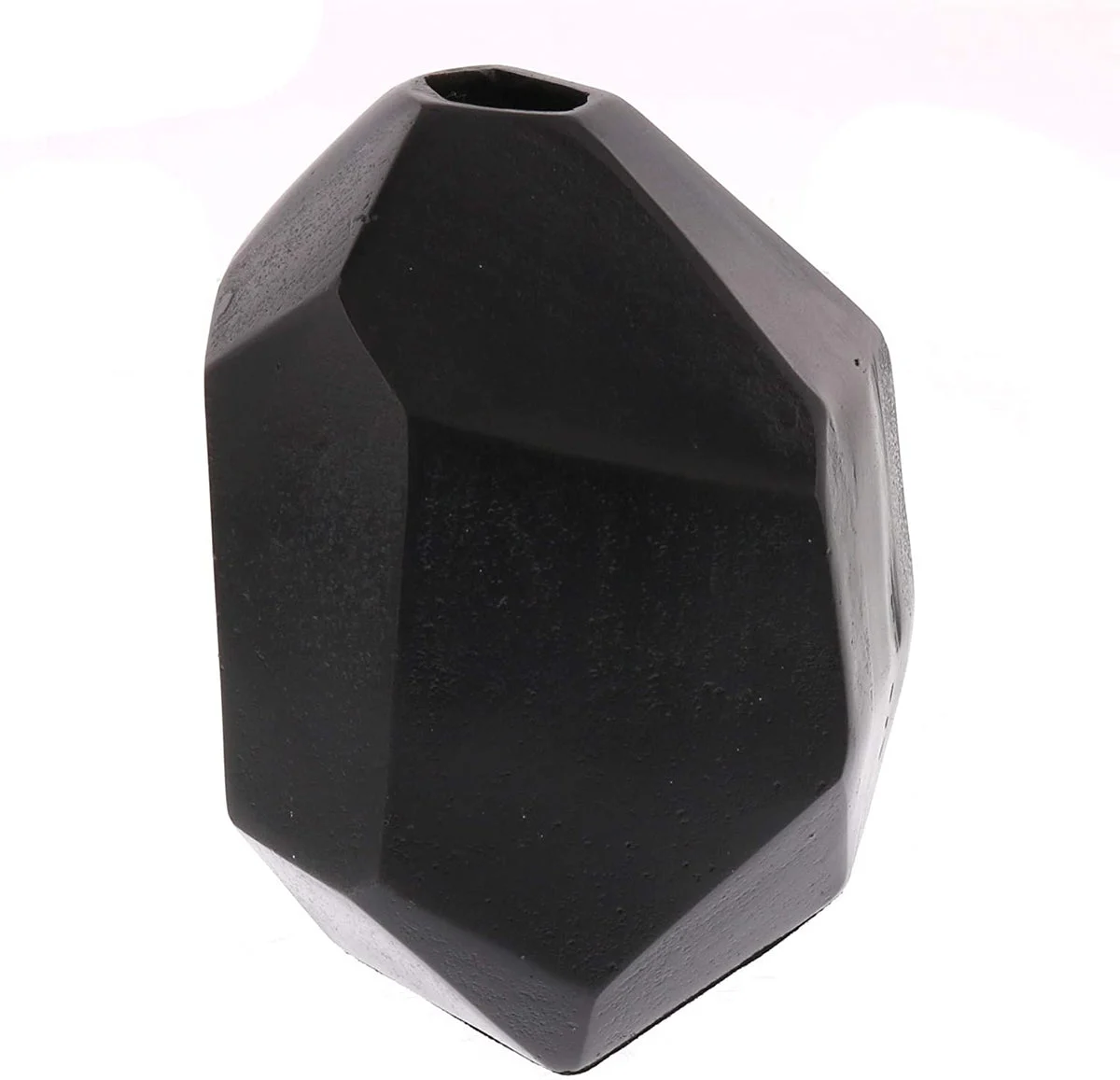 Benzara BM229326 Faceted Sides Metal Vase with Wide Top Opening, Black