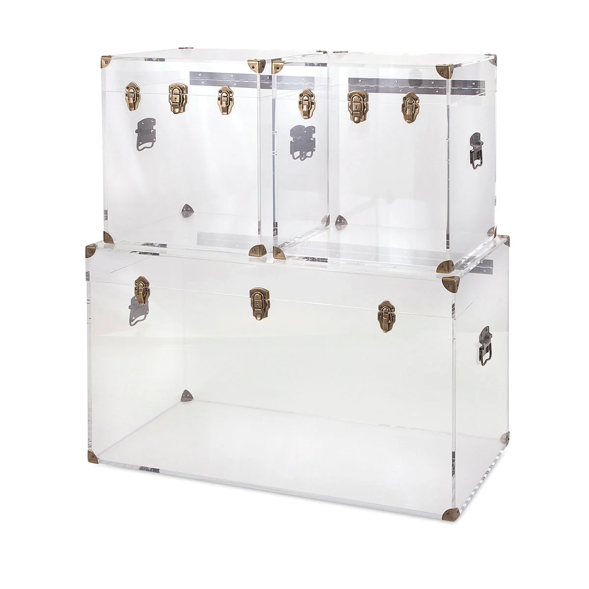 IMAX Worldwide Home Preston Acrylic Coffee Table and Accent Trunks - Set of 3