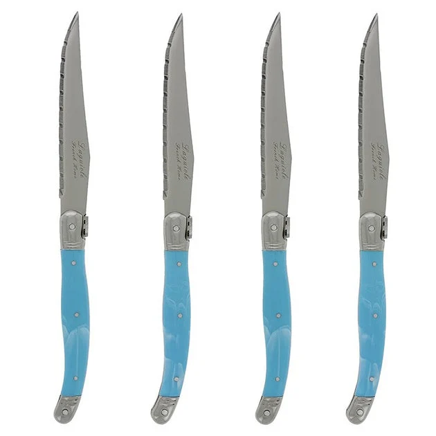 Laguiole Steak Knives with Faux Turquoise Handles Set of 4