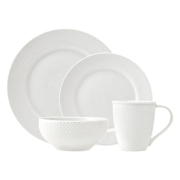 Pique Plain Sixteen-Piece Dinnerware Set