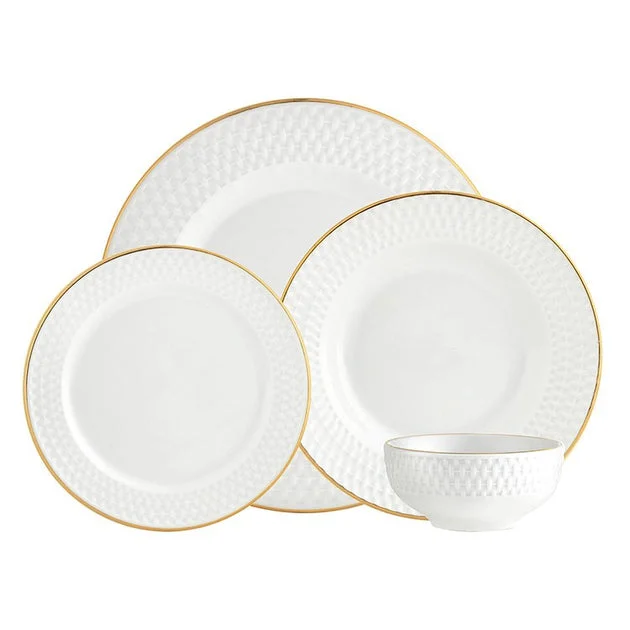 Avea Gold Sixteen-Piece Dinnerware Set