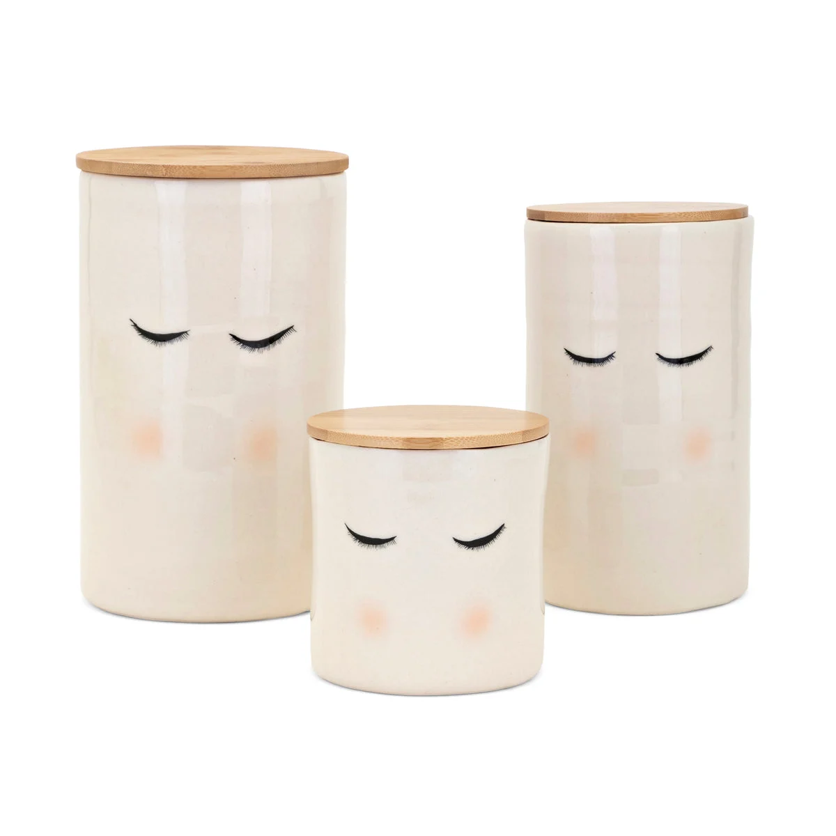 IMAX Worldwide Home Looking Good Ceramic Containers w/wood lid - Set of 3