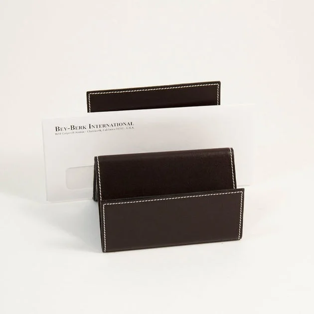 Leather Two-Section Letter Rack - Coco Brown