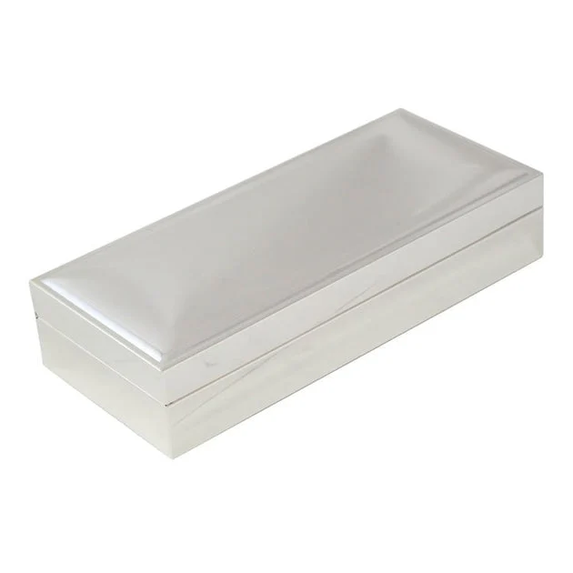 3.5" x 8" Nickel-Plated Rectangular Hinged Box with Velvet Lining