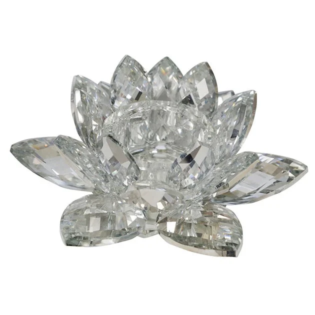 8.25" Silver Crystal Lotus Votive Candle Holder