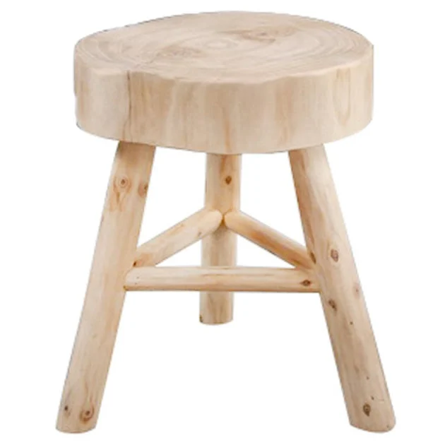 10.75" x 11.5" x 15.75" Ivory Wood Stool