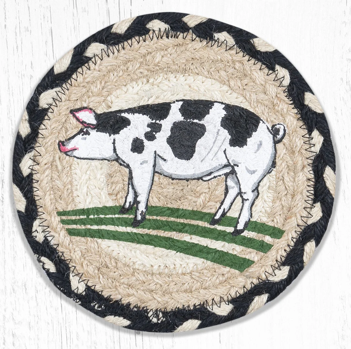 Earth Rugs LC-430 Pig Round Large Coaster 7``x7``