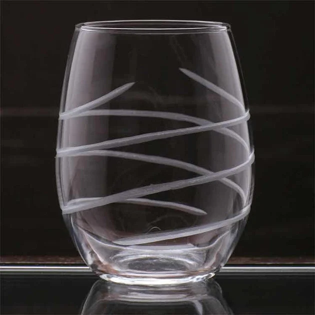 Swirl Handcut 21 oz Stemless Red Wine Glasses Set of 4