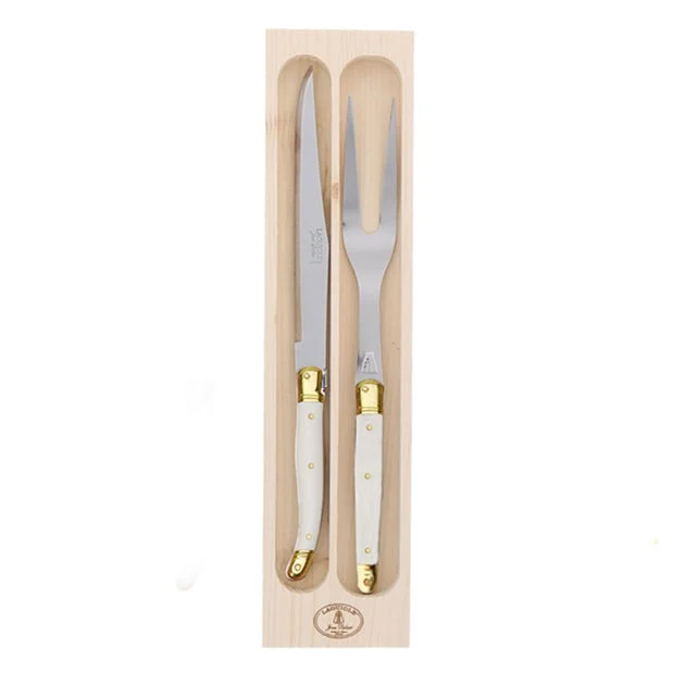 Jean Dubost Laguiole Carving Set with Ivory Handles in Box