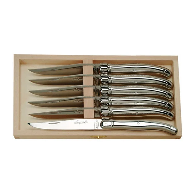 Jean Dubost Laguiole Six Stainless Steel Steak Knives in Box