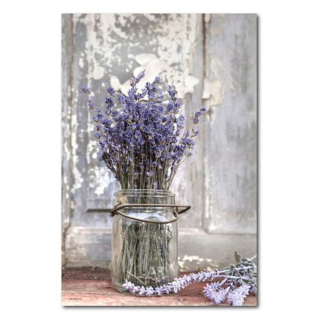 Lavender Bench 12" x 18" Gallery-Wrapped Canvas Wall Art