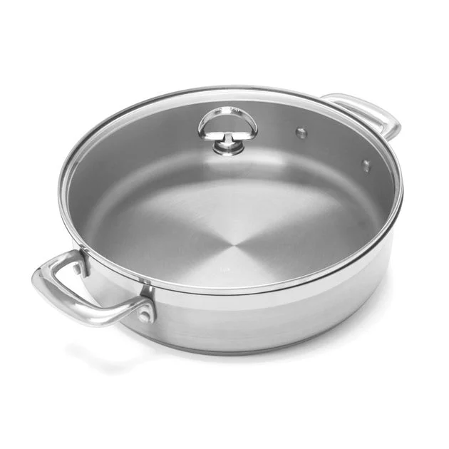 Induction 21 Steel Stainless Steel 5-Quart Saute Pan with Glass Lid