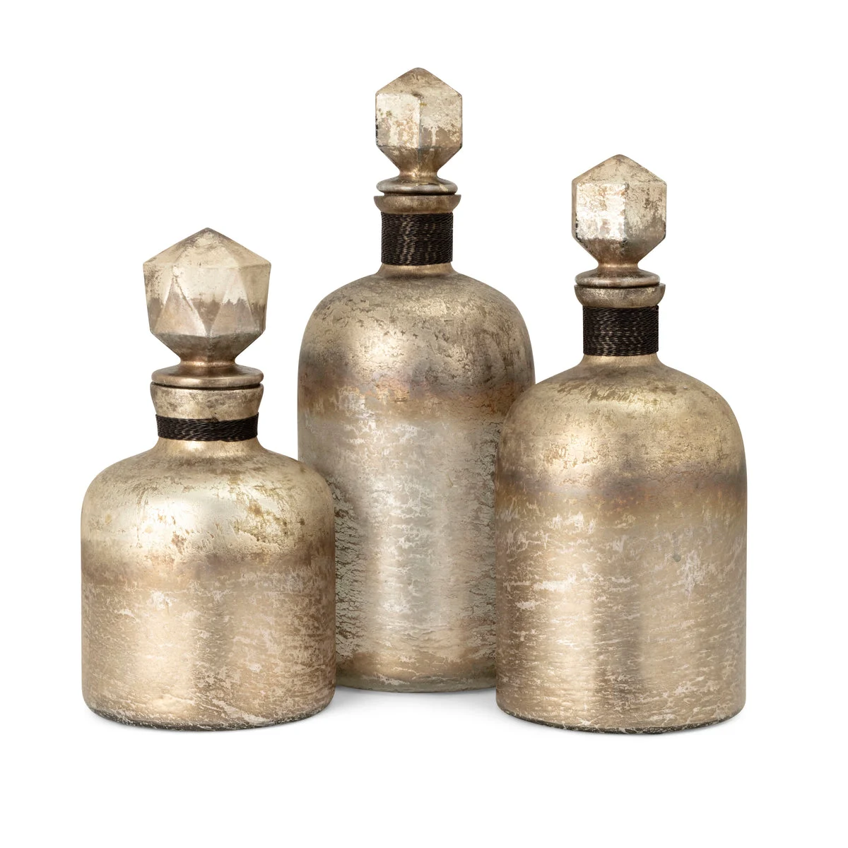 IMAX Worldwide Home Lilou Glass Bottles With Stoppers - Set of 3